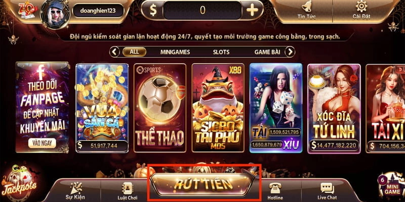 Rút tiền Zowin